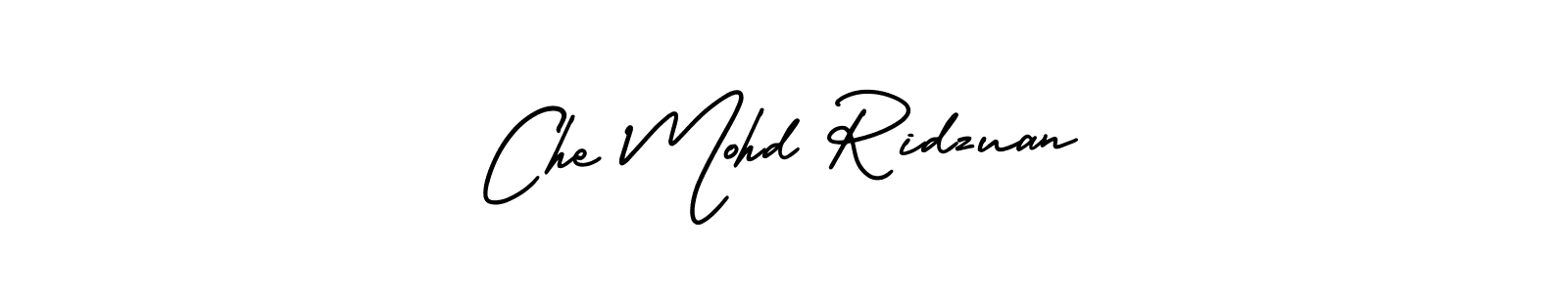 The best way (AmerikaSignatureDemo-Regular) to make a short signature is to pick only two or three words in your name. The name Che Mohd Ridzuan include a total of six letters. For converting this name. Che Mohd Ridzuan signature style 3 images and pictures png