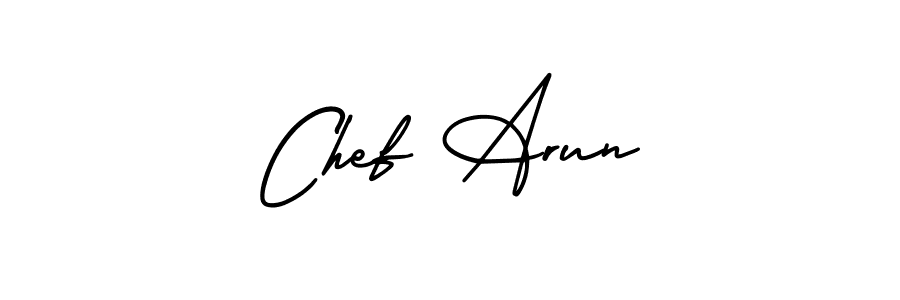Similarly AmerikaSignatureDemo-Regular is the best handwritten signature design. Signature creator online .You can use it as an online autograph creator for name Chef Arun. Chef Arun signature style 3 images and pictures png