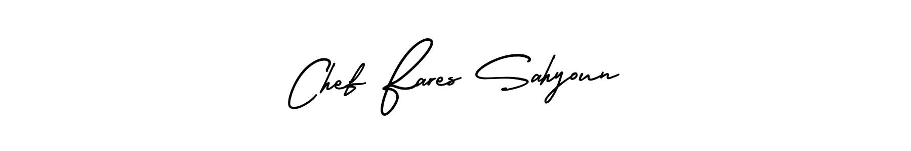 Make a beautiful signature design for name Chef Fares Sahyoun. With this signature (AmerikaSignatureDemo-Regular) style, you can create a handwritten signature for free. Chef Fares Sahyoun signature style 3 images and pictures png