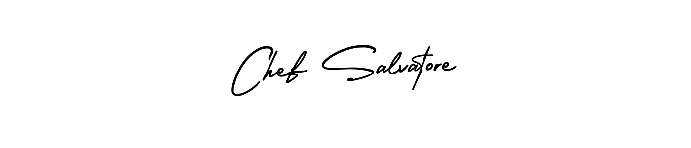 How to make Chef Salvatore name signature. Use AmerikaSignatureDemo-Regular style for creating short signs online. This is the latest handwritten sign. Chef Salvatore signature style 3 images and pictures png