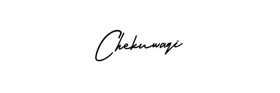 How to make Chekuwaqi name signature. Use AmerikaSignatureDemo-Regular style for creating short signs online. This is the latest handwritten sign. Chekuwaqi signature style 3 images and pictures png