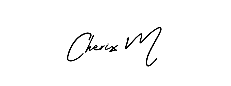 The best way (AmerikaSignatureDemo-Regular) to make a short signature is to pick only two or three words in your name. The name Cherix M include a total of six letters. For converting this name. Cherix M signature style 3 images and pictures png