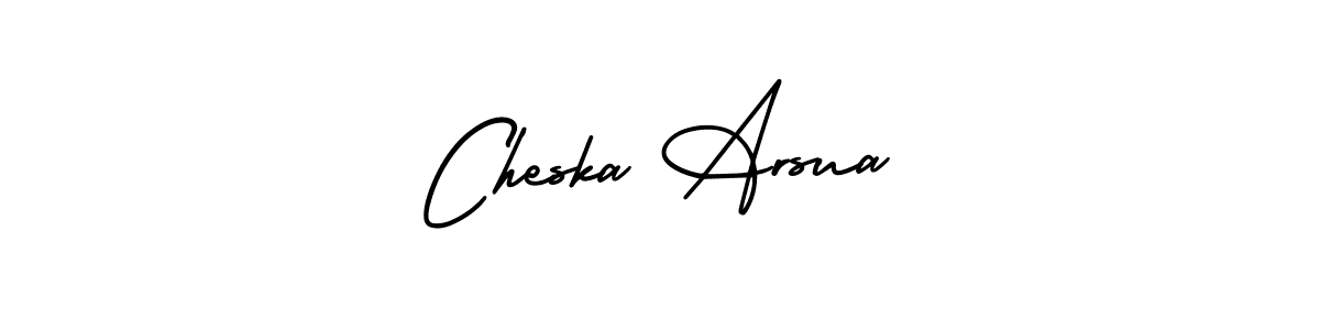 Make a short Cheska Arsua signature style. Manage your documents anywhere anytime using AmerikaSignatureDemo-Regular. Create and add eSignatures, submit forms, share and send files easily. Cheska Arsua signature style 3 images and pictures png