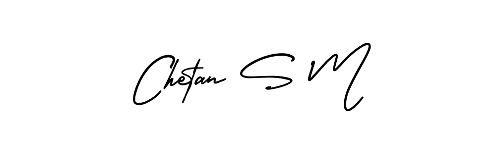 You should practise on your own different ways (AmerikaSignatureDemo-Regular) to write your name (Chetan S M) in signature. don't let someone else do it for you. Chetan S M signature style 3 images and pictures png