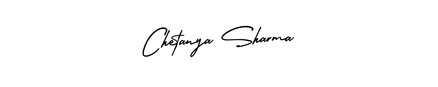 You should practise on your own different ways (AmerikaSignatureDemo-Regular) to write your name (Chetanya Sharma) in signature. don't let someone else do it for you. Chetanya Sharma signature style 3 images and pictures png