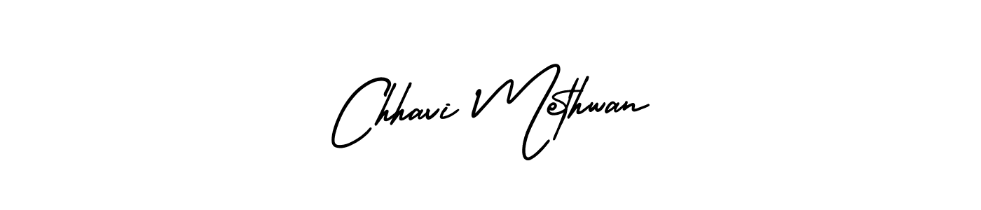 The best way (AmerikaSignatureDemo-Regular) to make a short signature is to pick only two or three words in your name. The name Chhavi Methwan include a total of six letters. For converting this name. Chhavi Methwan signature style 3 images and pictures png