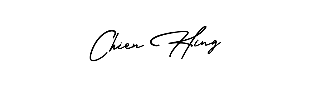 How to make Chien Hing name signature. Use AmerikaSignatureDemo-Regular style for creating short signs online. This is the latest handwritten sign. Chien Hing signature style 3 images and pictures png