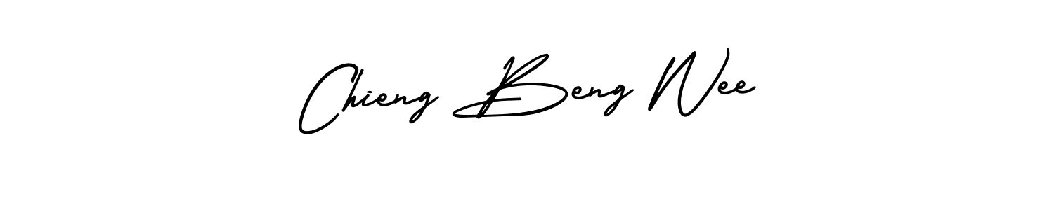 The best way (AmerikaSignatureDemo-Regular) to make a short signature is to pick only two or three words in your name. The name Chieng Beng Wee include a total of six letters. For converting this name. Chieng Beng Wee signature style 3 images and pictures png