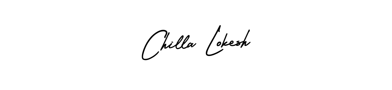 You should practise on your own different ways (AmerikaSignatureDemo-Regular) to write your name (Chilla Lokesh) in signature. don't let someone else do it for you. Chilla Lokesh signature style 3 images and pictures png