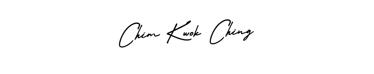 The best way (AmerikaSignatureDemo-Regular) to make a short signature is to pick only two or three words in your name. The name Chim Kwok Ching include a total of six letters. For converting this name. Chim Kwok Ching signature style 3 images and pictures png