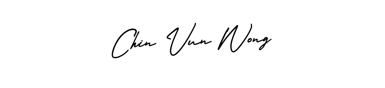 The best way (AmerikaSignatureDemo-Regular) to make a short signature is to pick only two or three words in your name. The name Chin Vun Wong include a total of six letters. For converting this name. Chin Vun Wong signature style 3 images and pictures png