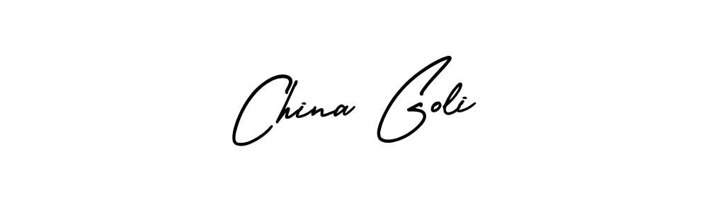 The best way (AmerikaSignatureDemo-Regular) to make a short signature is to pick only two or three words in your name. The name China Goli include a total of six letters. For converting this name. China Goli signature style 3 images and pictures png