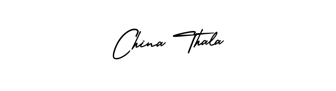 The best way (AmerikaSignatureDemo-Regular) to make a short signature is to pick only two or three words in your name. The name China Thala include a total of six letters. For converting this name. China Thala signature style 3 images and pictures png