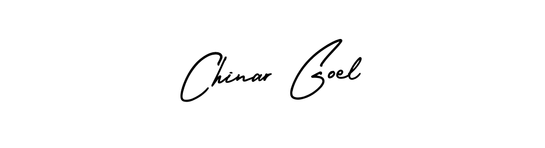 The best way (AmerikaSignatureDemo-Regular) to make a short signature is to pick only two or three words in your name. The name Chinar Goel include a total of six letters. For converting this name. Chinar Goel signature style 3 images and pictures png