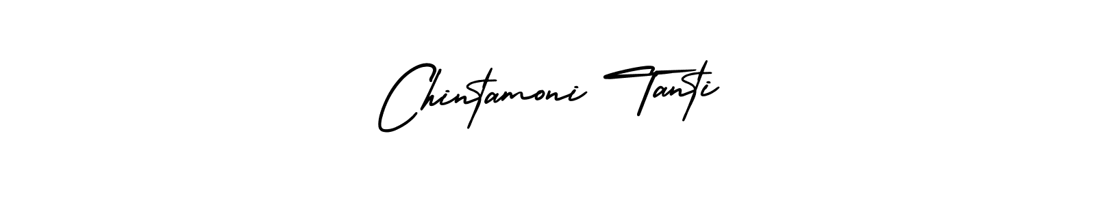The best way (AmerikaSignatureDemo-Regular) to make a short signature is to pick only two or three words in your name. The name Chintamoni Tanti include a total of six letters. For converting this name. Chintamoni Tanti signature style 3 images and pictures png
