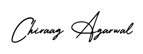 Stand out with a creative autograph for Chiraag Agarwal. The AmerikaSignatureDemo-Regular styling blends modern aesthetics with classic signature flourishes. Chiraag Agarwal signature style 3 images and pictures png