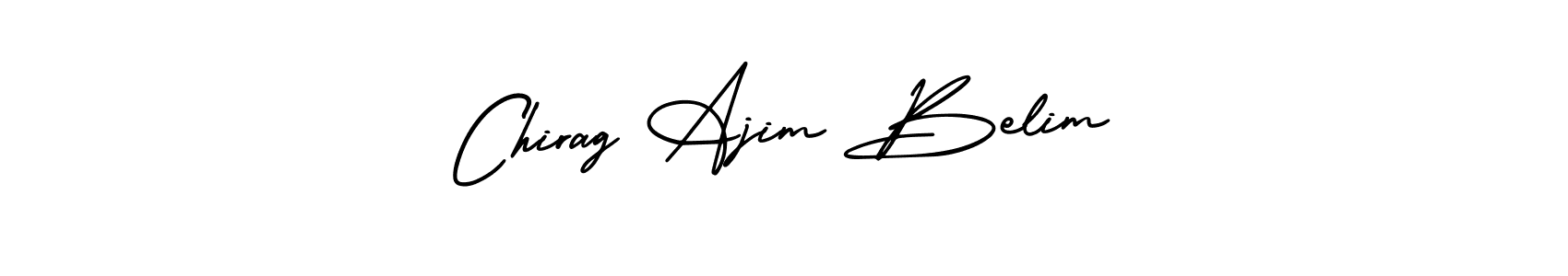 You should practise on your own different ways (AmerikaSignatureDemo-Regular) to write your name (Chirag Ajim Belim) in signature. don't let someone else do it for you. Chirag Ajim Belim signature style 3 images and pictures png