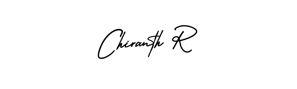 This is the best signature style for the Chiranth R name. Also you like these signature font (AmerikaSignatureDemo-Regular). Mix name signature. Chiranth R signature style 3 images and pictures png