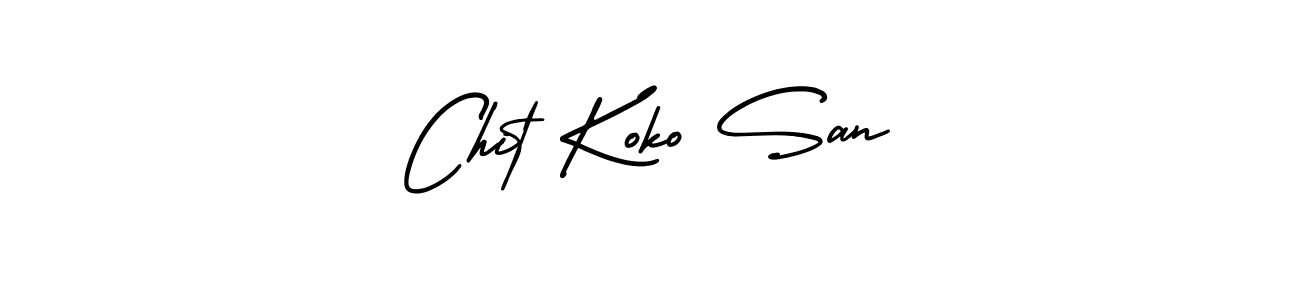 AmerikaSignatureDemo-Regular is a professional signature style that is perfect for those who want to add a touch of class to their signature. It is also a great choice for those who want to make their signature more unique. Get Chit Koko San name to fancy signature for free. Chit Koko San signature style 3 images and pictures png