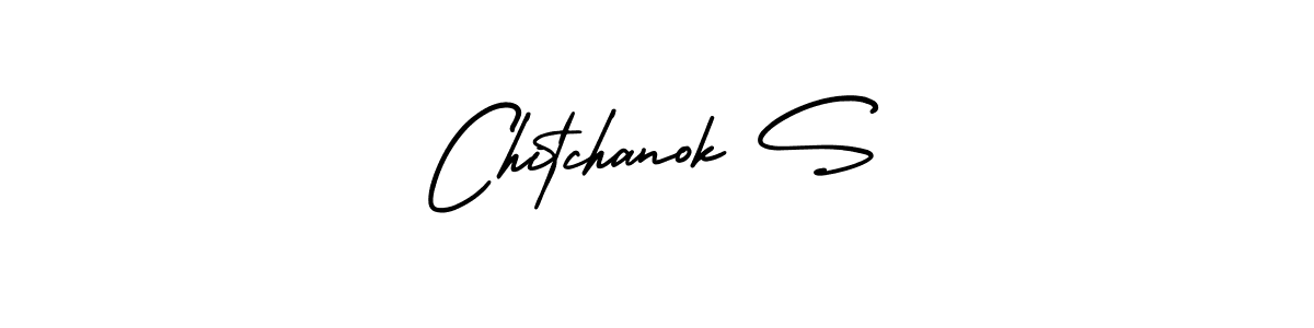 You should practise on your own different ways (AmerikaSignatureDemo-Regular) to write your name (Chitchanok S) in signature. don't let someone else do it for you. Chitchanok S signature style 3 images and pictures png
