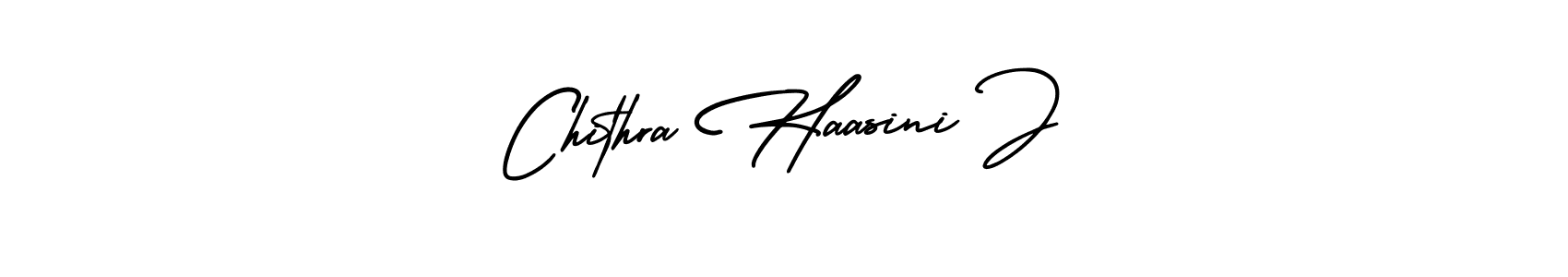 It looks lik you need a new signature style for name Chithra Haasini J. Design unique handwritten (AmerikaSignatureDemo-Regular) signature with our free signature maker in just a few clicks. Chithra Haasini J signature style 3 images and pictures png