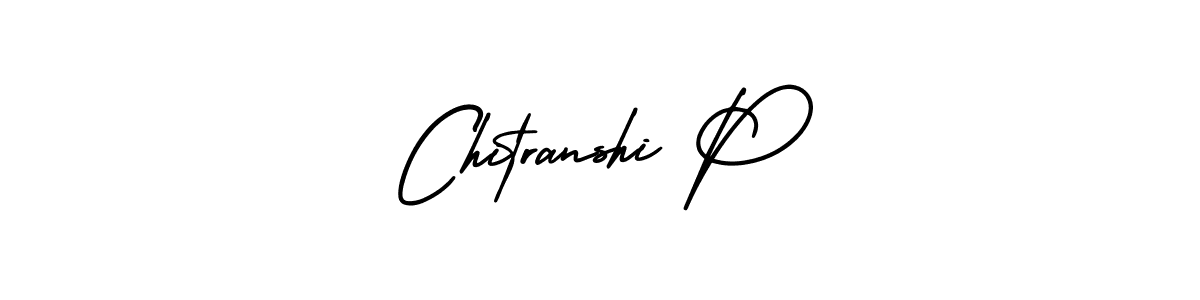 The best way (AmerikaSignatureDemo-Regular) to make a short signature is to pick only two or three words in your name. The name Chitranshi P include a total of six letters. For converting this name. Chitranshi P signature style 3 images and pictures png