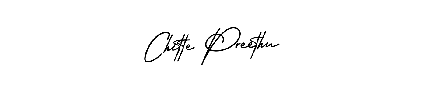 This is the best signature style for the Chitte Preethu name. Also you like these signature font (AmerikaSignatureDemo-Regular). Mix name signature. Chitte Preethu signature style 3 images and pictures png