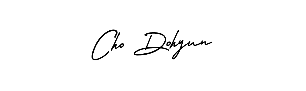 You should practise on your own different ways (AmerikaSignatureDemo-Regular) to write your name (Cho Dohyun) in signature. don't let someone else do it for you. Cho Dohyun signature style 3 images and pictures png