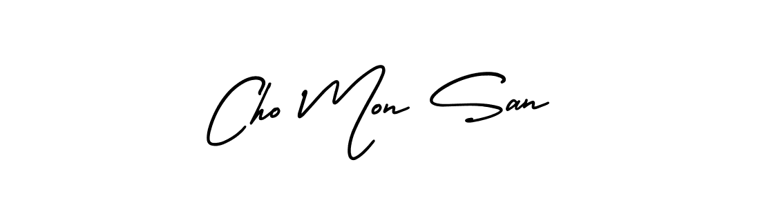 The best way (AmerikaSignatureDemo-Regular) to make a short signature is to pick only two or three words in your name. The name Cho Mon San include a total of six letters. For converting this name. Cho Mon San signature style 3 images and pictures png