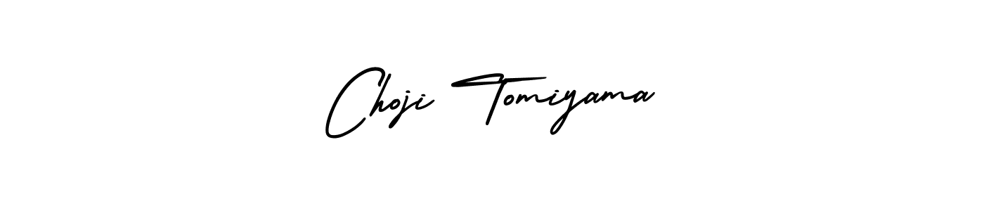 You should practise on your own different ways (AmerikaSignatureDemo-Regular) to write your name (Choji Tomiyama) in signature. don't let someone else do it for you. Choji Tomiyama signature style 3 images and pictures png