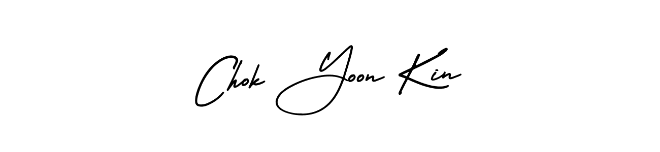 The best way (AmerikaSignatureDemo-Regular) to make a short signature is to pick only two or three words in your name. The name Chok Yoon Kin include a total of six letters. For converting this name. Chok Yoon Kin signature style 3 images and pictures png