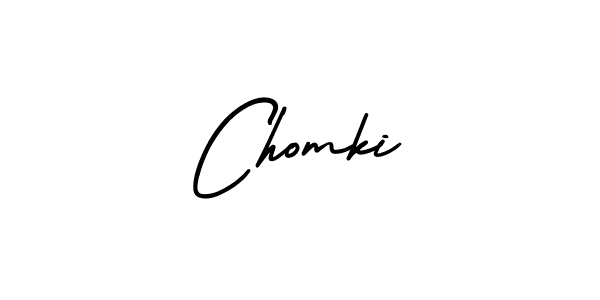 Chomki stylish signature style. Best Handwritten Sign (AmerikaSignatureDemo-Regular) for my name. Handwritten Signature Collection Ideas for my name Chomki. Chomki signature style 3 images and pictures png