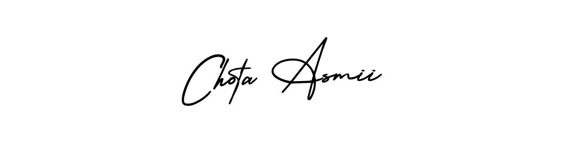 See photos of Chota Asmii official signature by Spectra . Check more albums & portfolios. Read reviews & check more about AmerikaSignatureDemo-Regular font. Chota Asmii signature style 3 images and pictures png