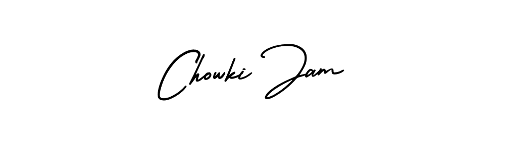 The best way (AmerikaSignatureDemo-Regular) to make a short signature is to pick only two or three words in your name. The name Chowki Jam include a total of six letters. For converting this name. Chowki Jam signature style 3 images and pictures png