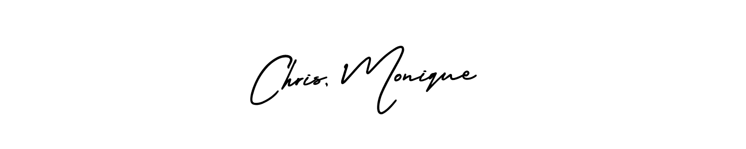 How to Draw Chris, Monique  signature style? AmerikaSignatureDemo-Regular is a latest design signature styles for name Chris, Monique . Chris, Monique  signature style 3 images and pictures png