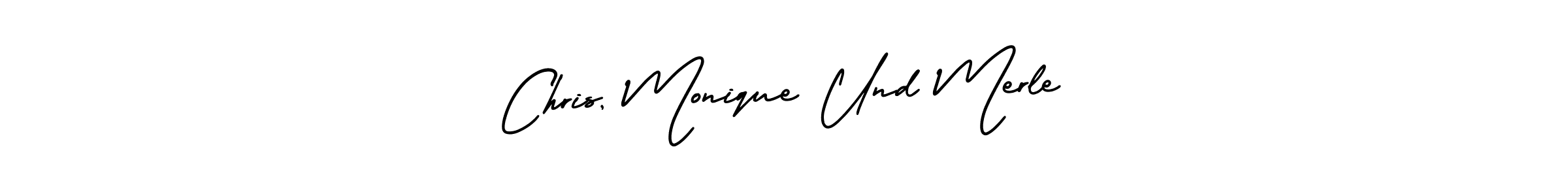 How to make Chris, Monique Und Merle name signature. Use AmerikaSignatureDemo-Regular style for creating short signs online. This is the latest handwritten sign. Chris, Monique Und Merle signature style 3 images and pictures png