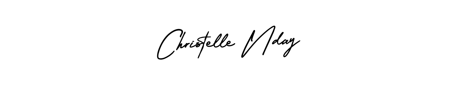 The best way (AmerikaSignatureDemo-Regular) to make a short signature is to pick only two or three words in your name. The name Christelle Nday include a total of six letters. For converting this name. Christelle Nday signature style 3 images and pictures png