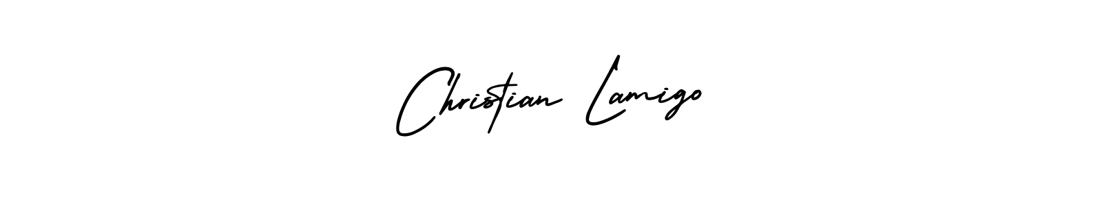 The best way (AmerikaSignatureDemo-Regular) to make a short signature is to pick only two or three words in your name. The name Christian Lamigo include a total of six letters. For converting this name. Christian Lamigo signature style 3 images and pictures png