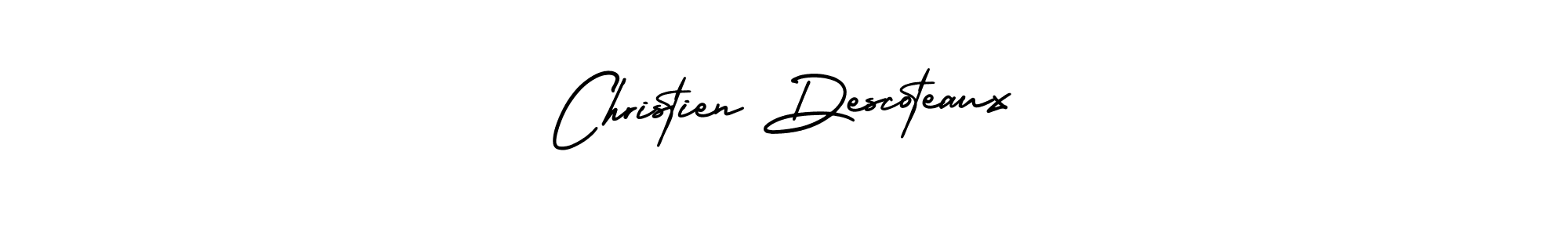 You should practise on your own different ways (AmerikaSignatureDemo-Regular) to write your name (Christien Descoteaux) in signature. don't let someone else do it for you. Christien Descoteaux signature style 3 images and pictures png