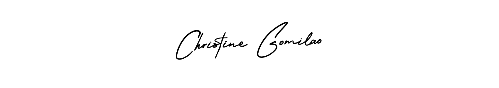 You should practise on your own different ways (AmerikaSignatureDemo-Regular) to write your name (Christine Gomilao) in signature. don't let someone else do it for you. Christine Gomilao signature style 3 images and pictures png