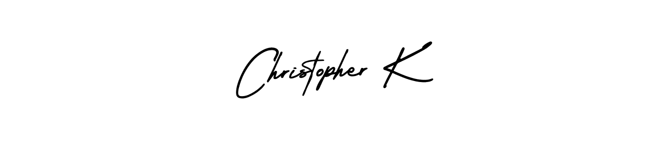 How to make Christopher K name signature. Use AmerikaSignatureDemo-Regular style for creating short signs online. This is the latest handwritten sign. Christopher K signature style 3 images and pictures png