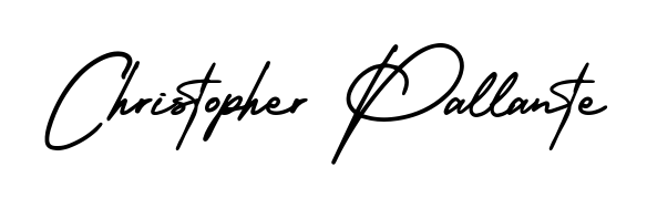 The AmerikaSignatureDemo-Regular typeface gives name Christopher Pallante a refined look. Suitable for certificates, diplomas, and official verification. Christopher Pallante signature style 3 images and pictures png