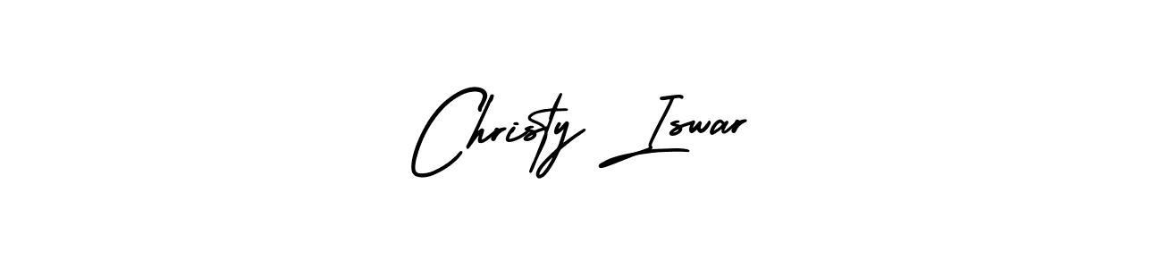 The best way (AmerikaSignatureDemo-Regular) to make a short signature is to pick only two or three words in your name. The name Christy Iswar include a total of six letters. For converting this name. Christy Iswar signature style 3 images and pictures png