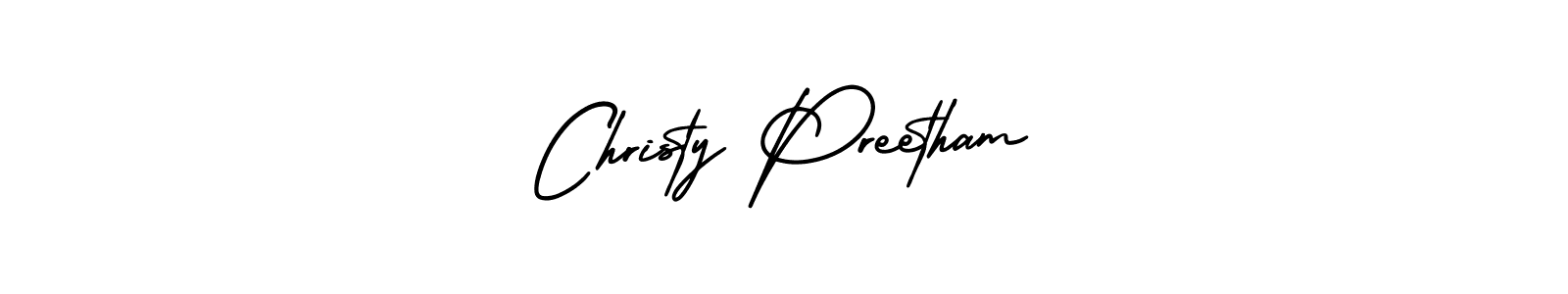 AmerikaSignatureDemo-Regular is a professional signature style that is perfect for those who want to add a touch of class to their signature. It is also a great choice for those who want to make their signature more unique. Get Christy Preetham name to fancy signature for free. Christy Preetham signature style 3 images and pictures png