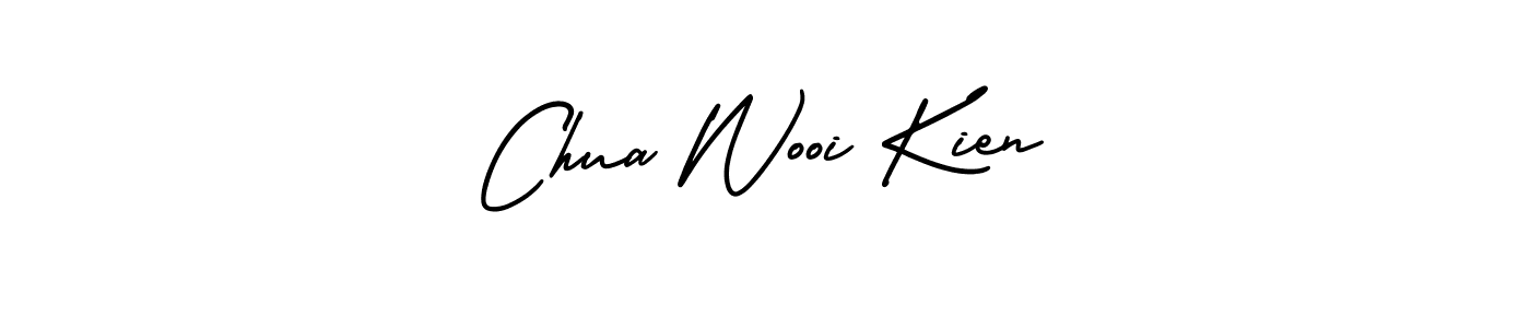 You should practise on your own different ways (AmerikaSignatureDemo-Regular) to write your name (Chua Wooi Kien) in signature. don't let someone else do it for you. Chua Wooi Kien signature style 3 images and pictures png