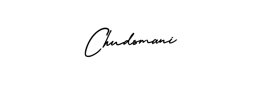 You should practise on your own different ways (AmerikaSignatureDemo-Regular) to write your name (Chudsmani) in signature. don't let someone else do it for you. Chudsmani signature style 3 images and pictures png