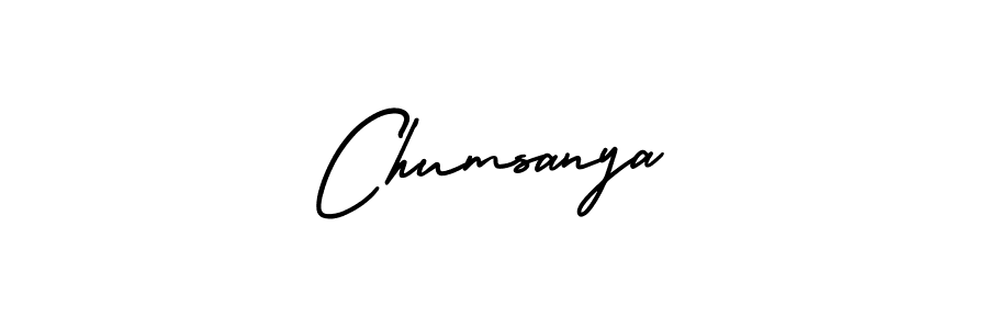 How to make Chumsanya name signature. Use AmerikaSignatureDemo-Regular style for creating short signs online. This is the latest handwritten sign. Chumsanya signature style 3 images and pictures png