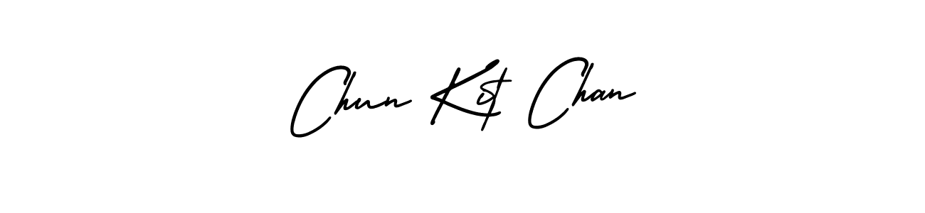 The best way (AmerikaSignatureDemo-Regular) to make a short signature is to pick only two or three words in your name. The name Chun Kit Chan include a total of six letters. For converting this name. Chun Kit Chan signature style 3 images and pictures png