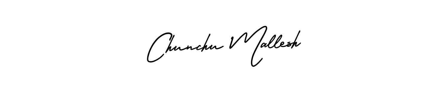 The best way (AmerikaSignatureDemo-Regular) to make a short signature is to pick only two or three words in your name. The name Chunchu Mallesh include a total of six letters. For converting this name. Chunchu Mallesh signature style 3 images and pictures png