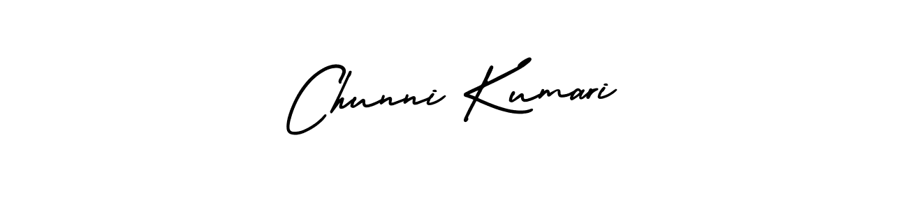 The best way (AmerikaSignatureDemo-Regular) to make a short signature is to pick only two or three words in your name. The name Chunni Kumari include a total of six letters. For converting this name. Chunni Kumari signature style 3 images and pictures png